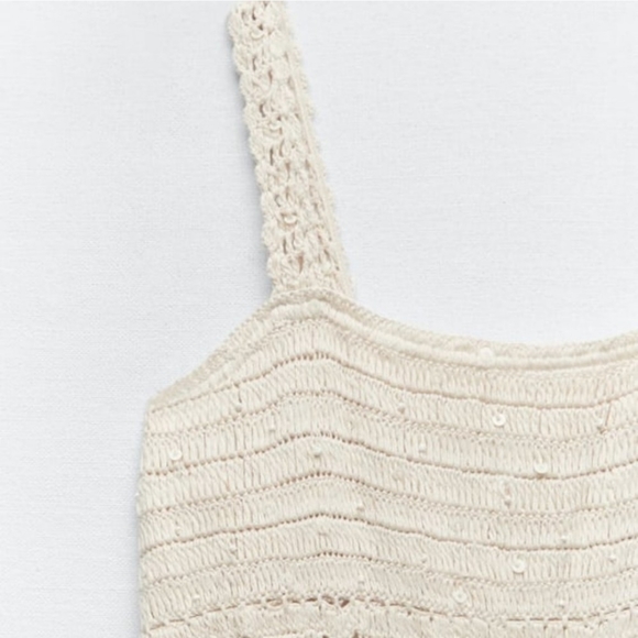 NWT ZARA SEQUIN CROCHET KNIT LONG DRESS - Picture 6 of 13